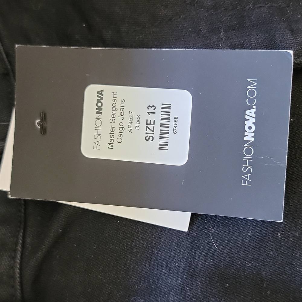 NWT Fashion Nova Black Distressed Cargo Jeans | High Waist Skinny | Edgy Street - Picture 6 of 6
